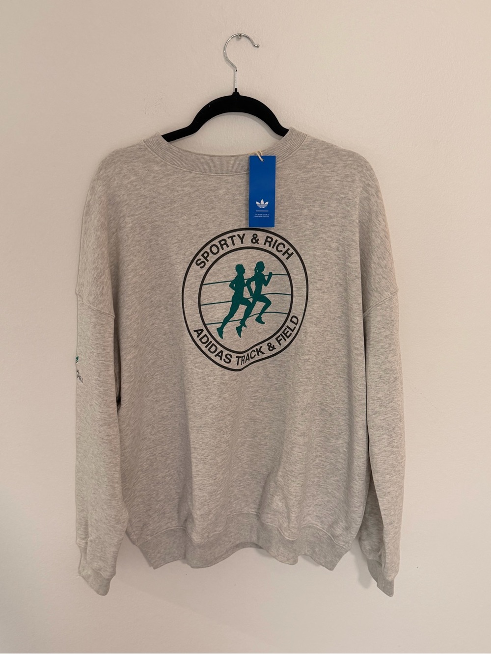 adidas Gray Crewneck Sweatshirt with Green Track & Field Logo